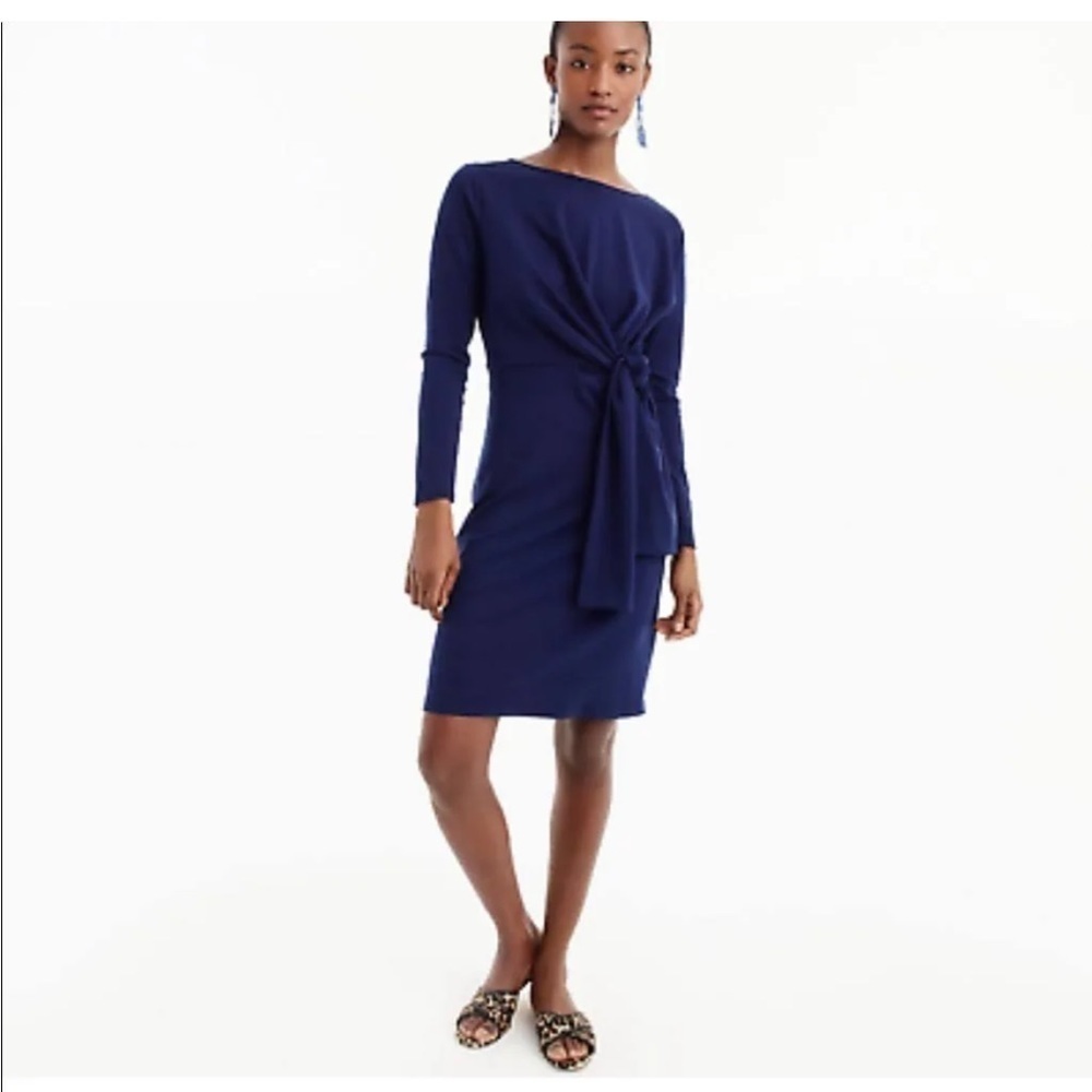 J Crew Dress Long Sleeve Tie Detail